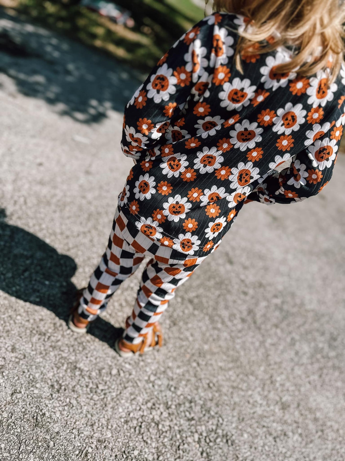 floral pumpkin with checks