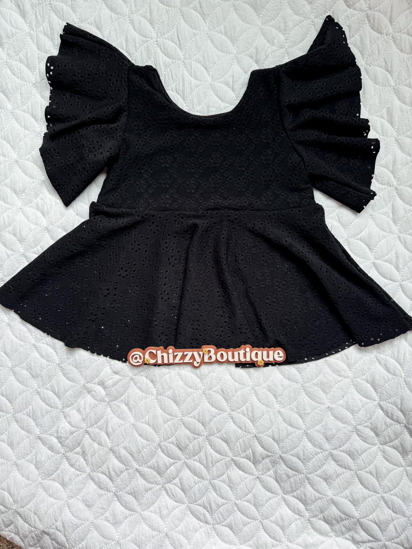 black eyelet matching bow