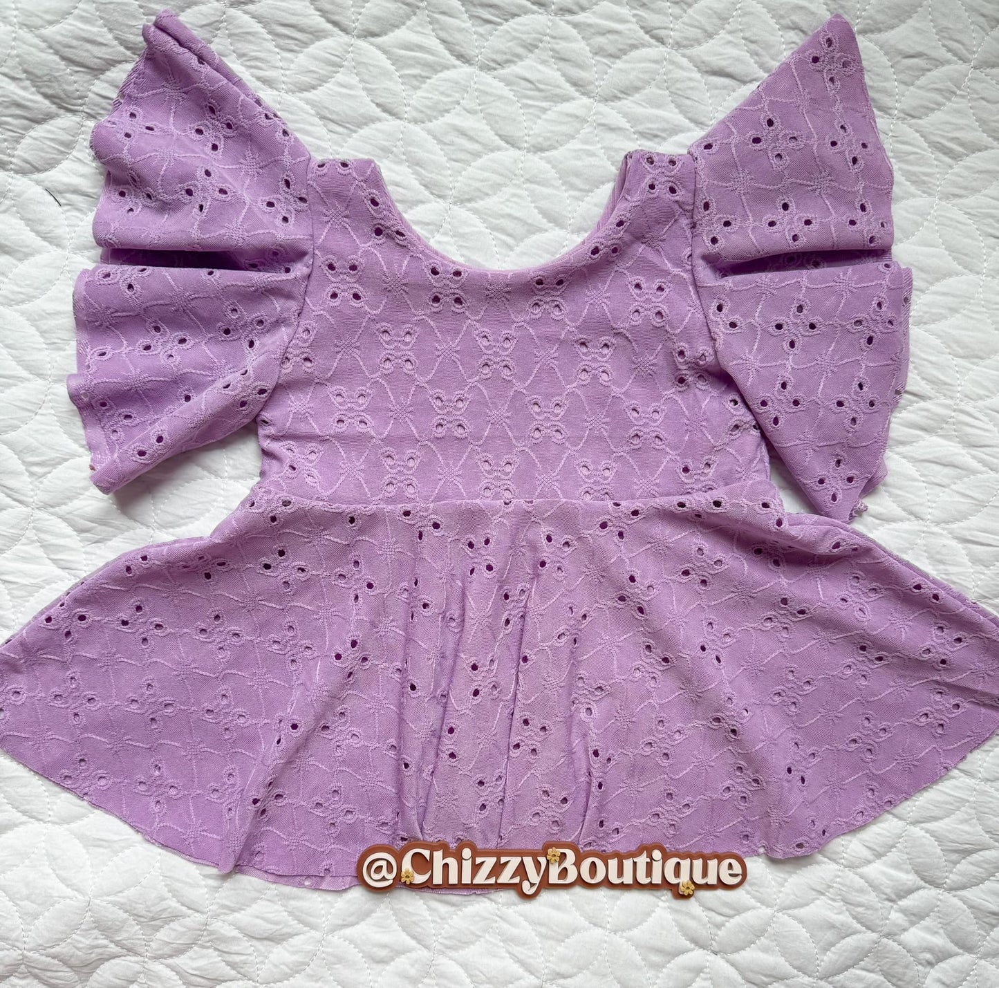 Lilac eyelet matching bow