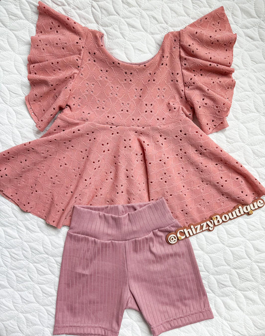 Rose eyelet matching bow