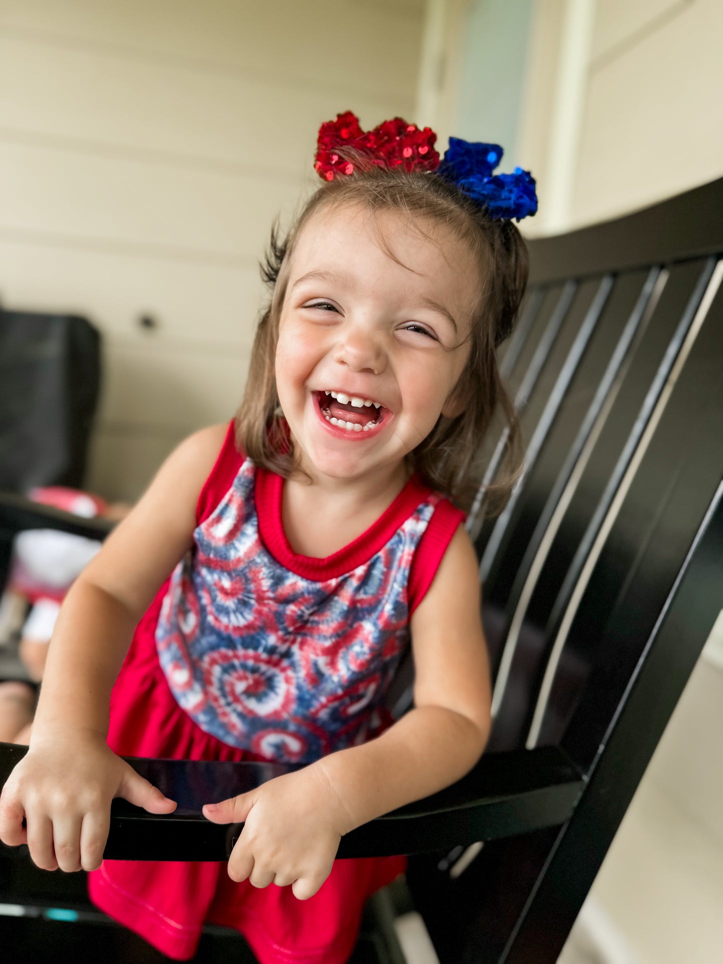 Red, white and blue bows