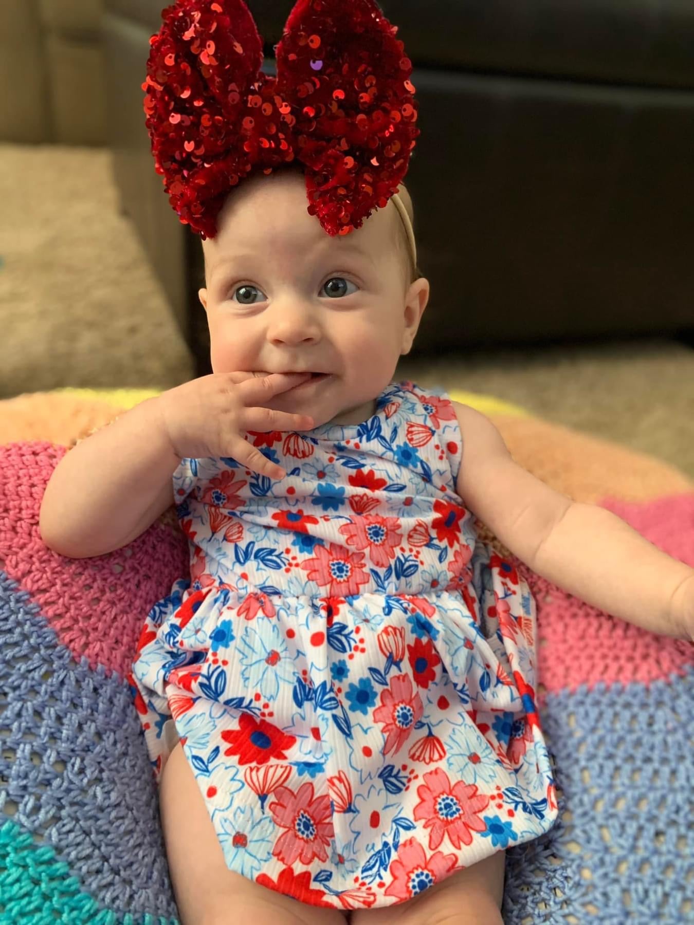 Red, white and blue bows