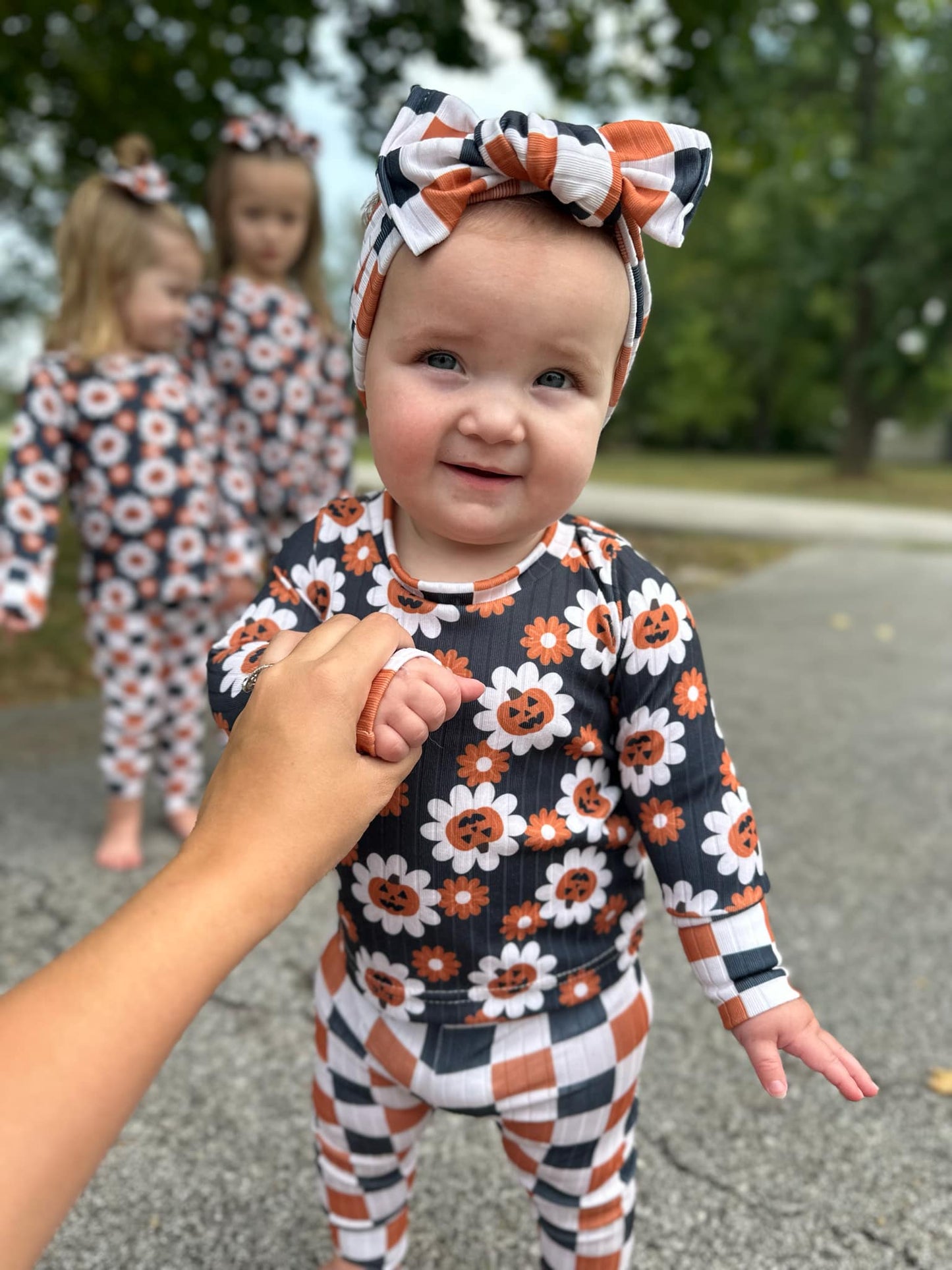 floral pumpkin with checks