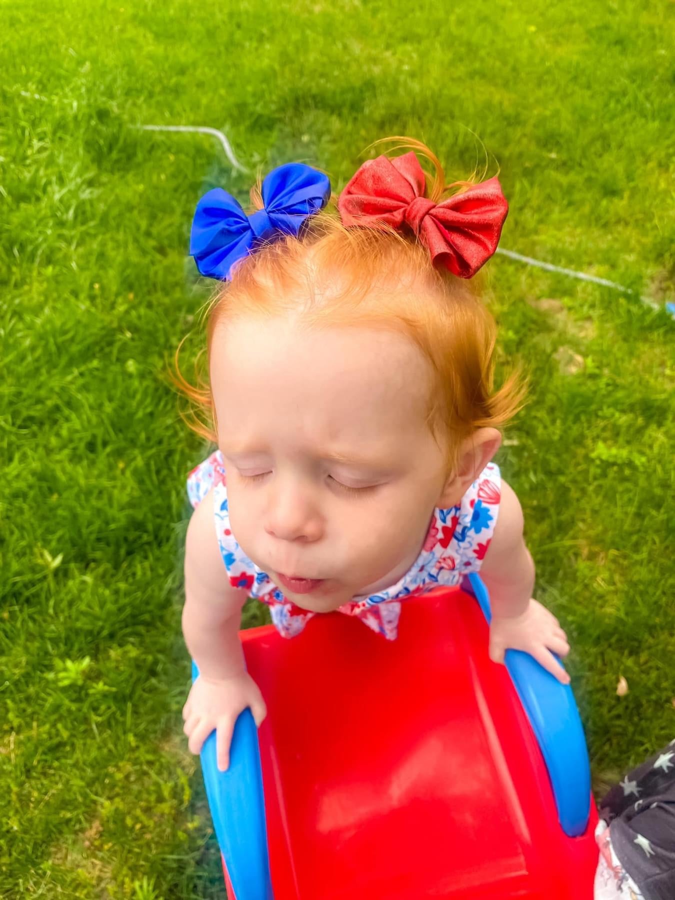 Red, white and blue bows