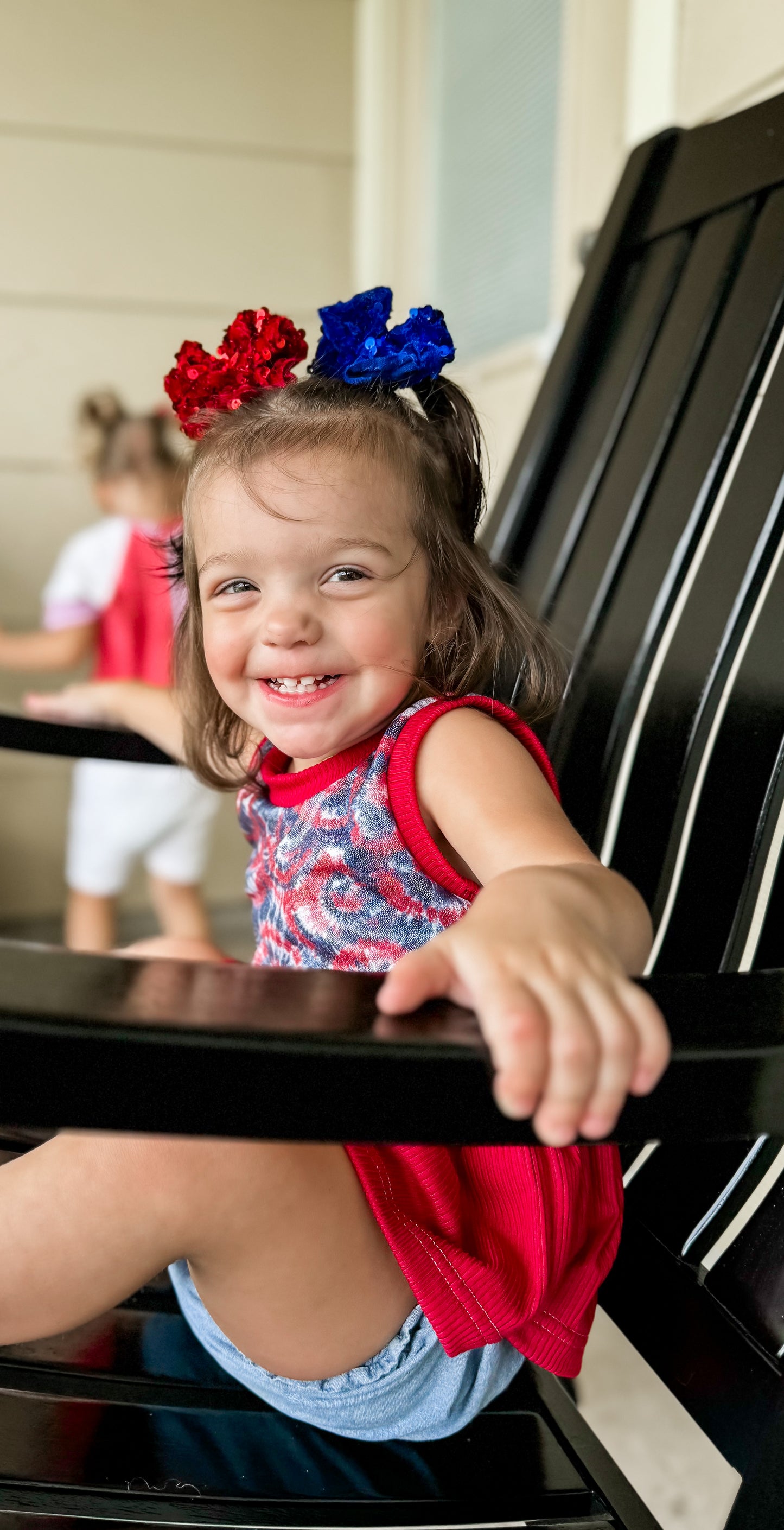 Red, white and blue bows