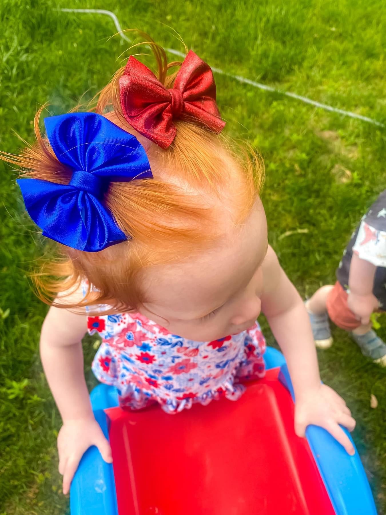 Red, white and blue bows