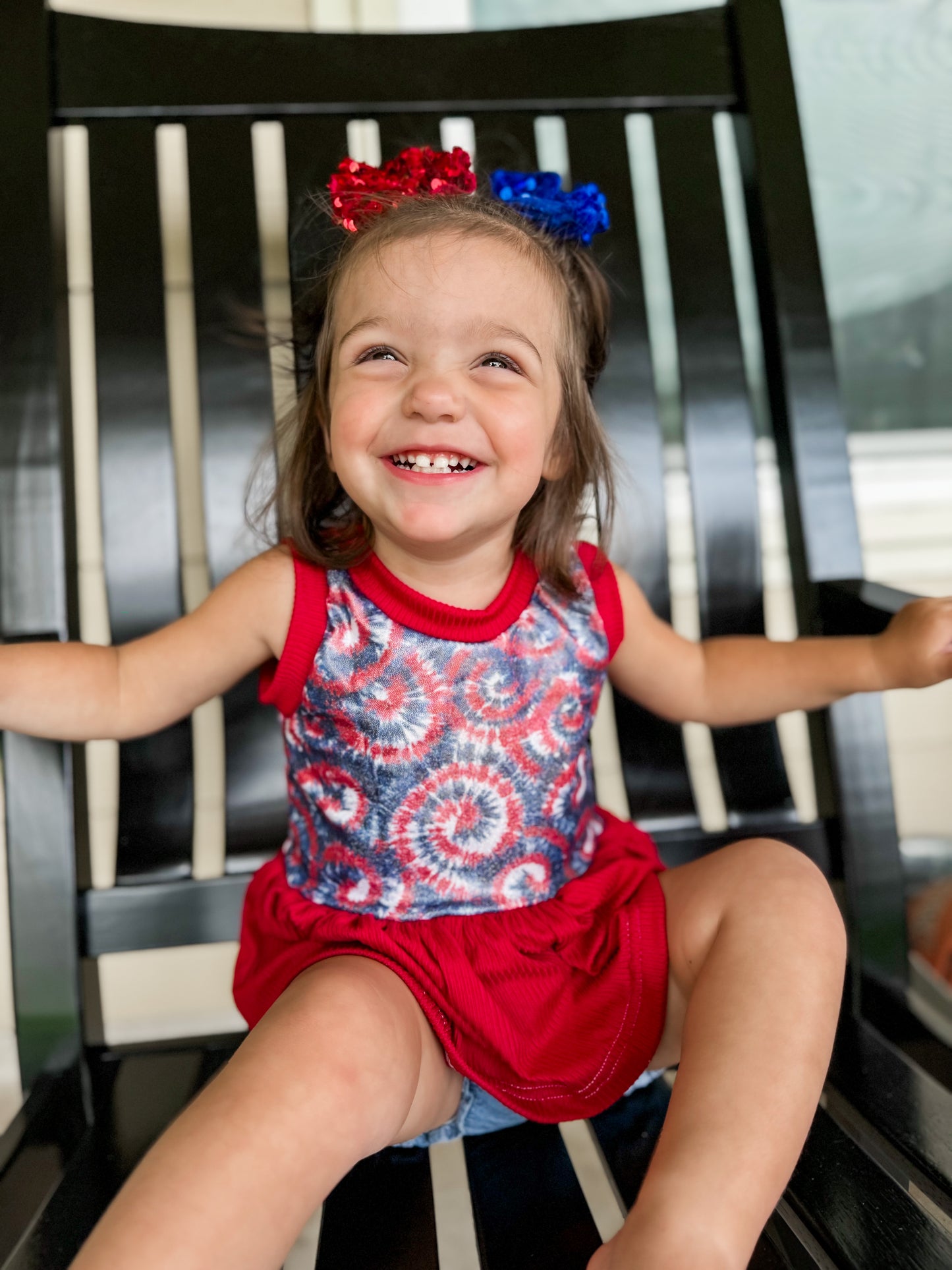 Red, white and blue bows