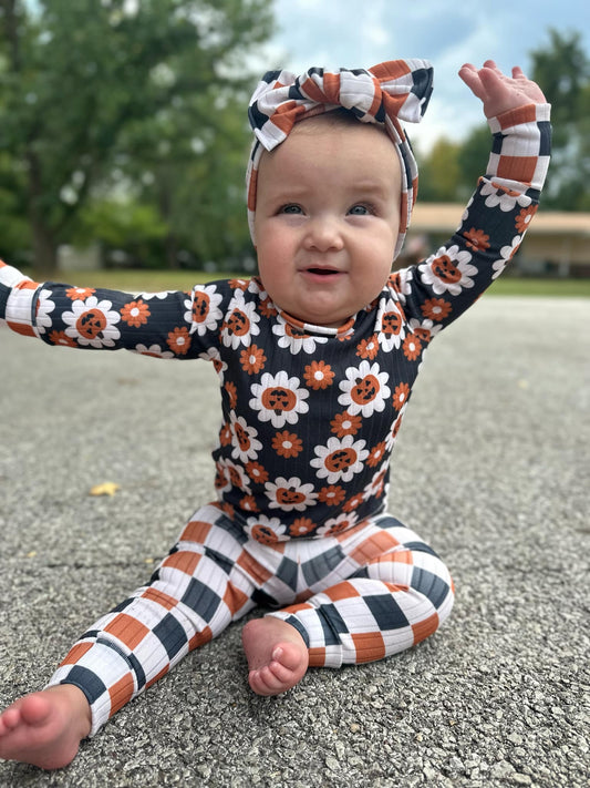 Matching chunky bow headwrap(fall/halloween)