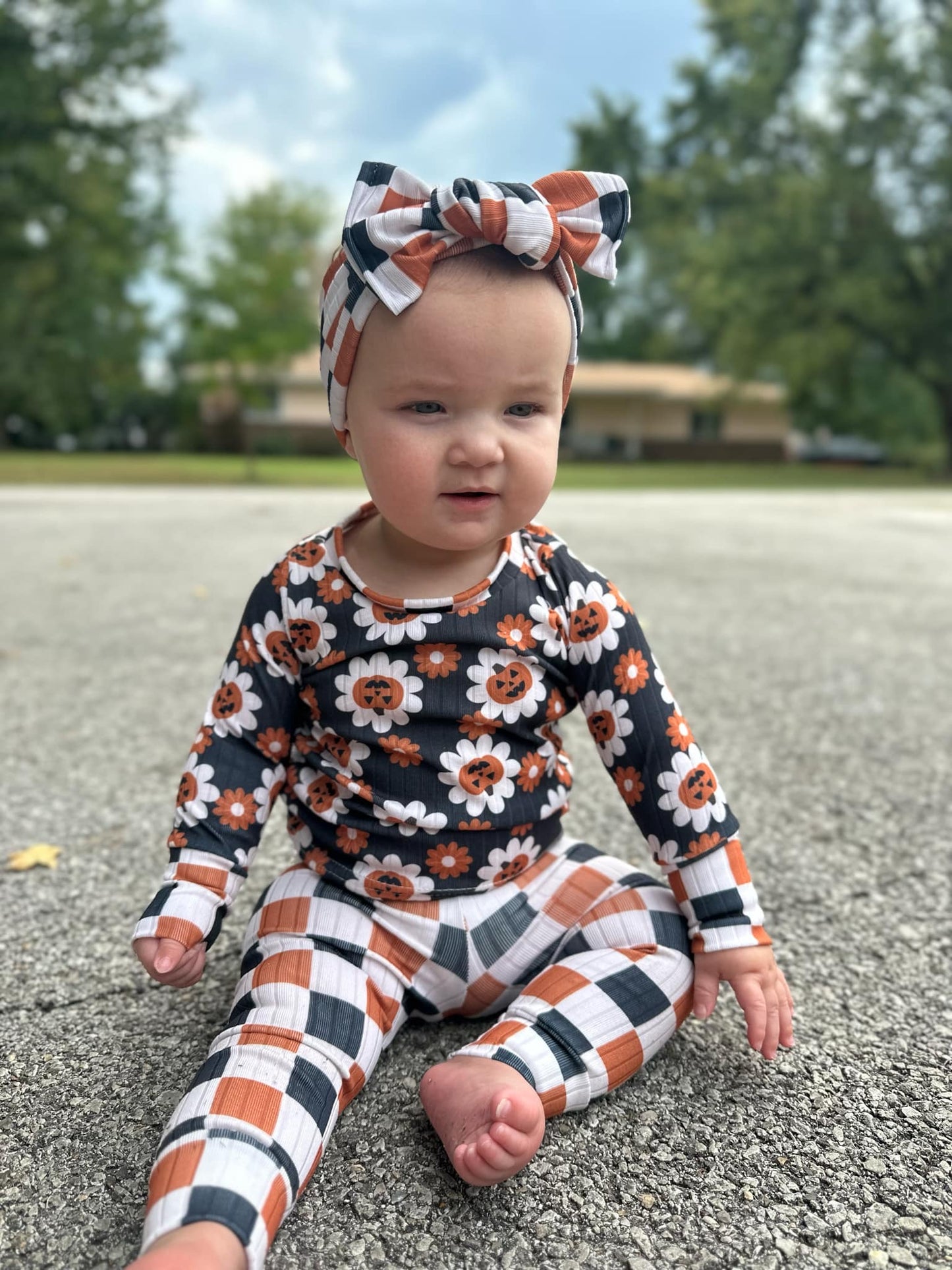 Matching chunky bow headwrap(fall/halloween)